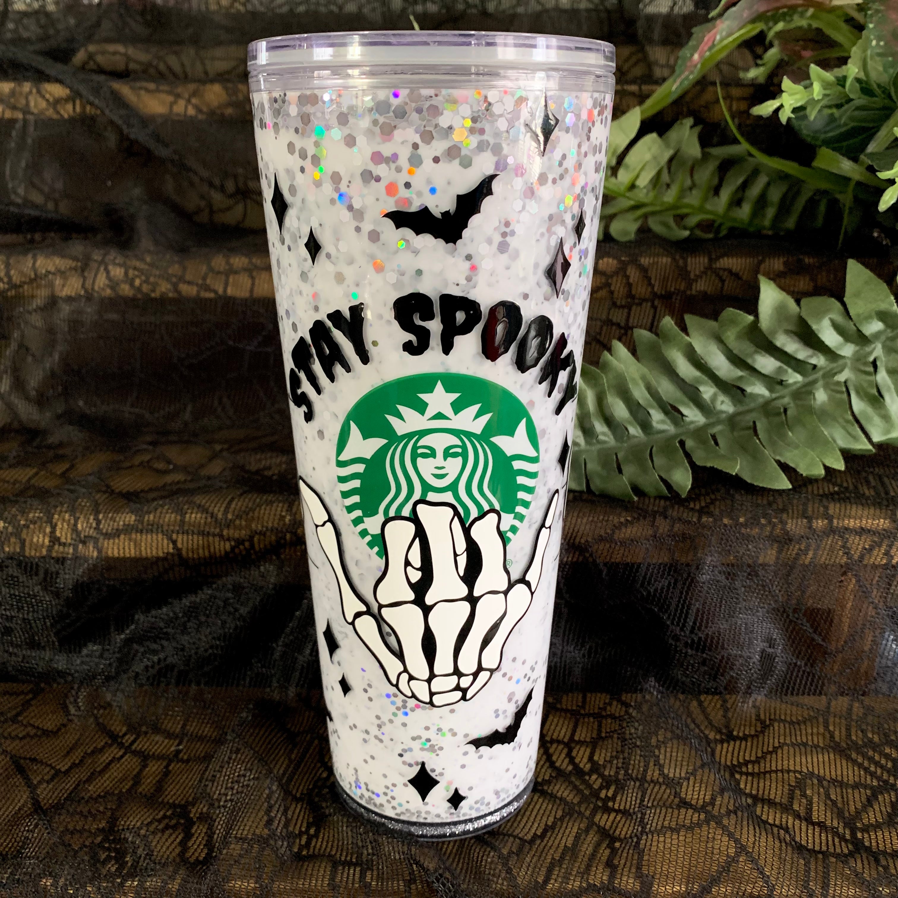 Spooky Snowglobe Tumbler, Snow Globe Tumbler, Glitter Tumbler